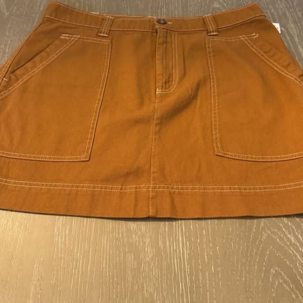 NWT Old Navy Denim Carpenter Mini Skirt Size 14 Brown